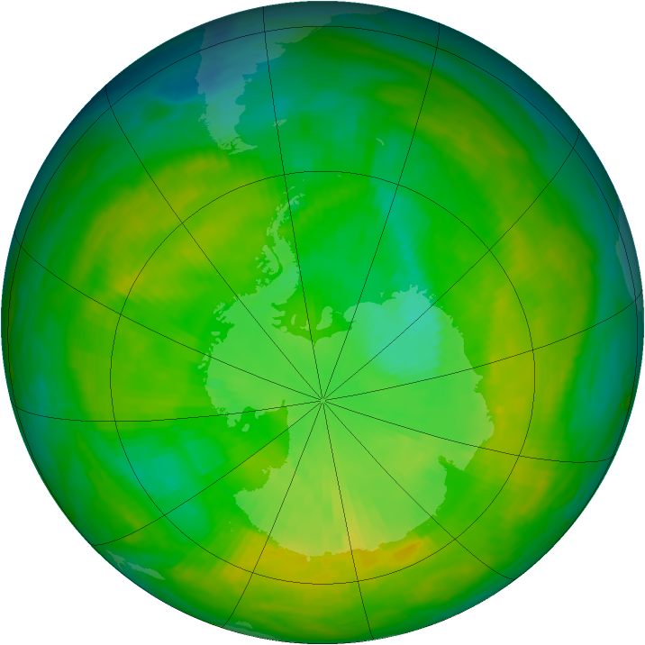 Antarctic ozone map for 02 December 1982